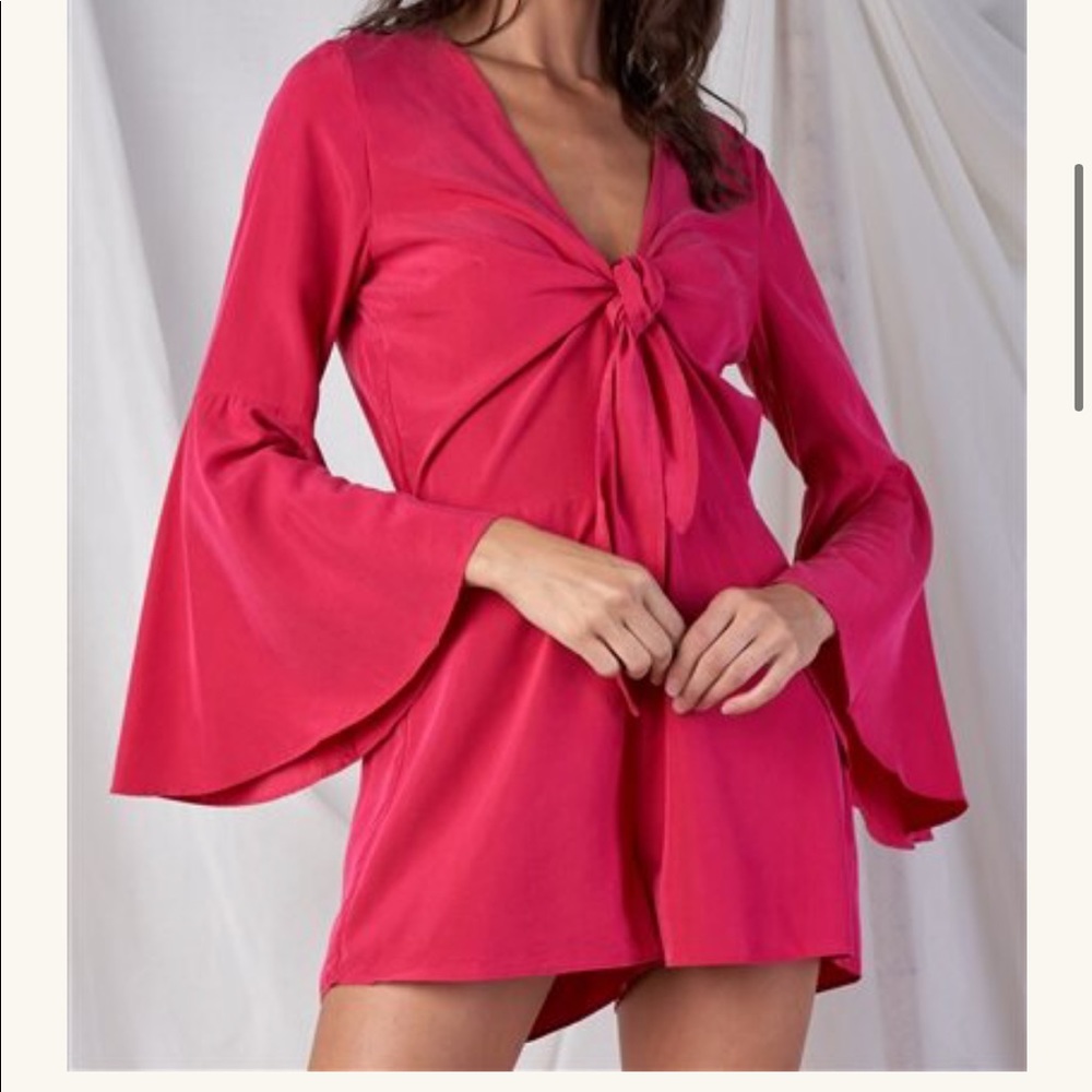 Pink Front Tie Romper
